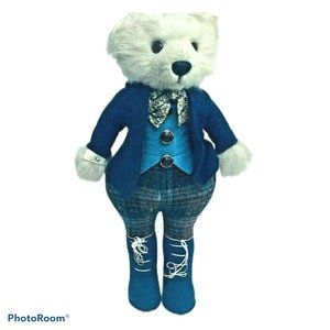 Little Folk Blue Standing Teddy Bear Vintage‎ 15"